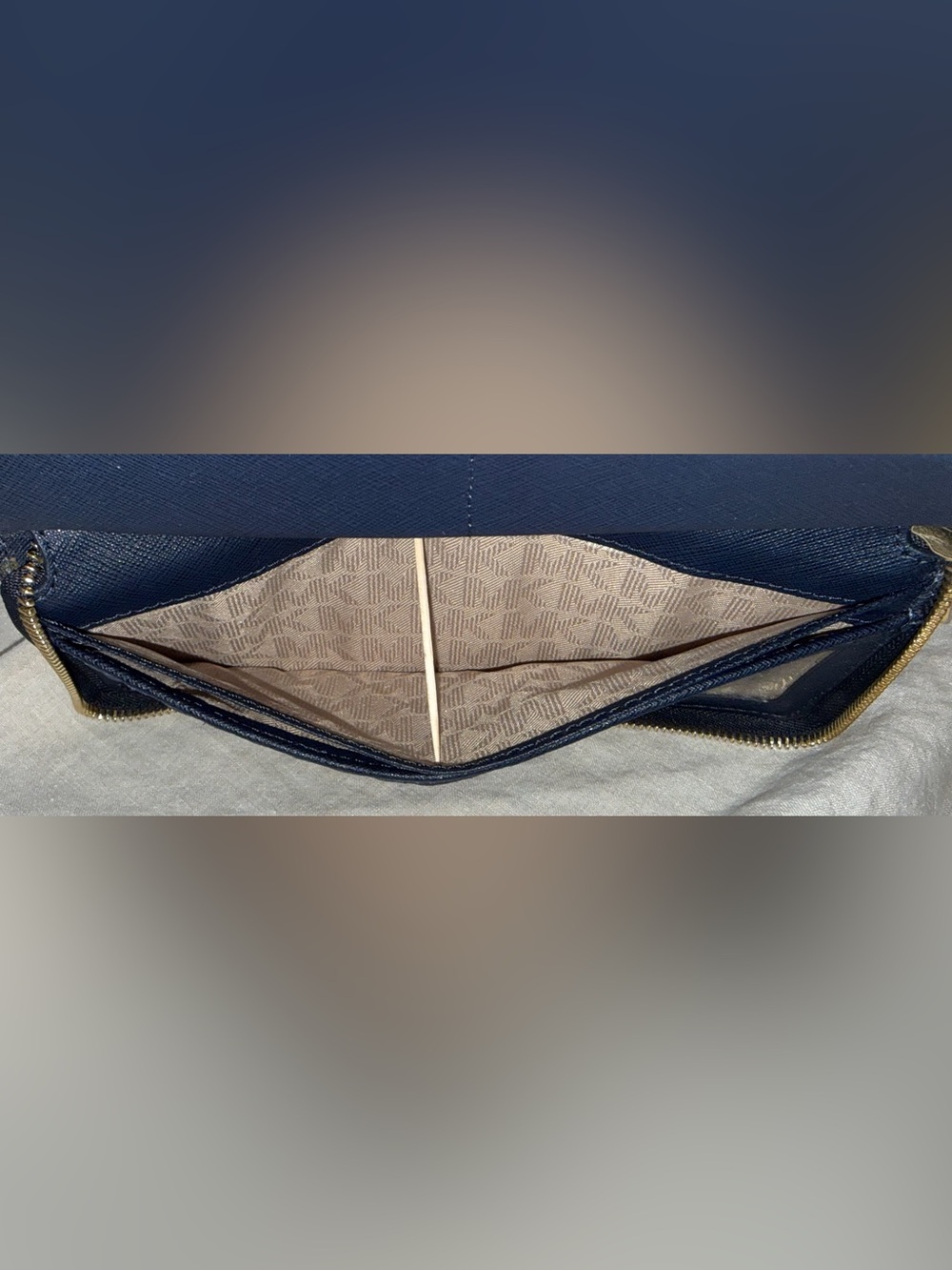 Michael Kors Navy Saffiano Zip-Around Wristlet Wallet - Picture 9 of 15